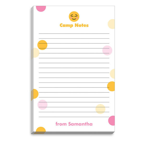 Blushing Emoji Dots Camp Notepad